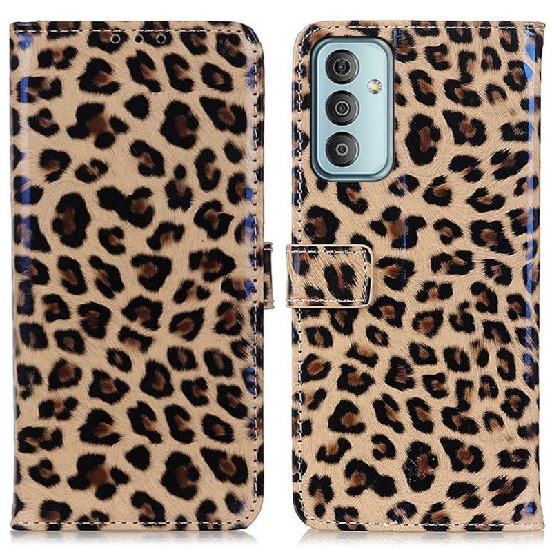 Custodia A Portafoglio Samsung Galaxy M13 Effetto Pelle Di Leopardo