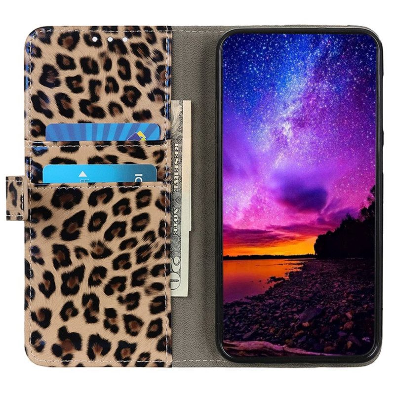 Custodia A Portafoglio Samsung Galaxy M13 Effetto Pelle Di Leopardo