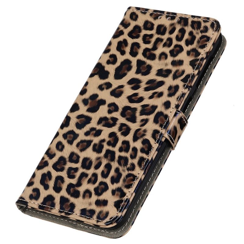 Custodia A Portafoglio Samsung Galaxy M13 Effetto Pelle Di Leopardo