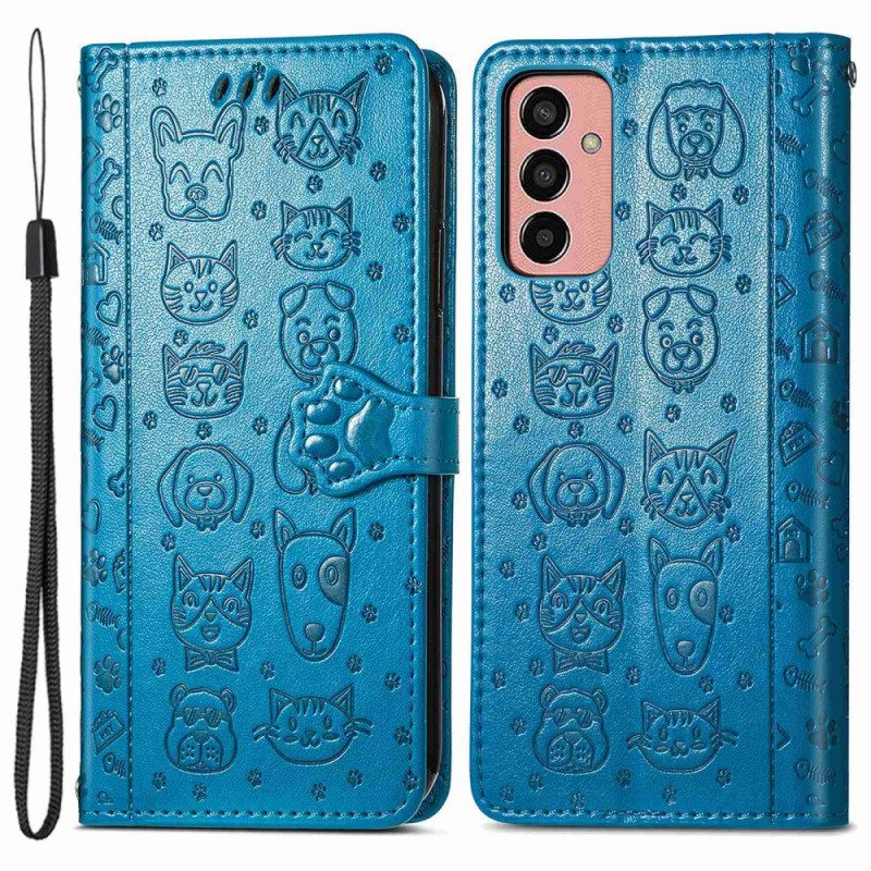 Custodia in pelle Samsung Galaxy M13 Animali Animati