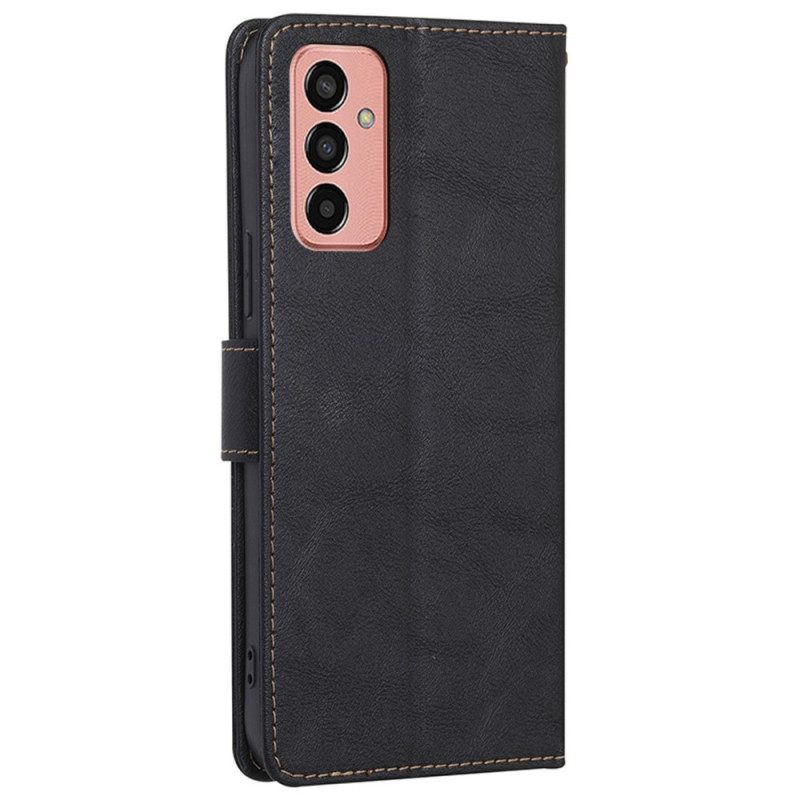 Custodia in pelle Samsung Galaxy M13 Ecopelle Vintage E Cuciture