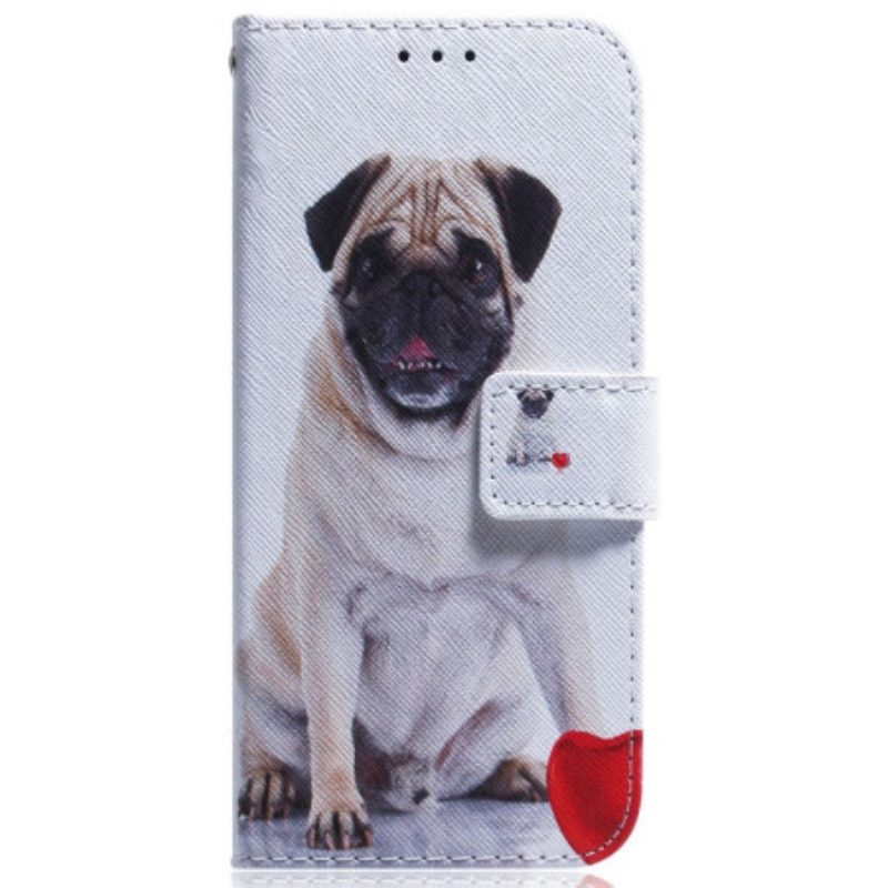 Custodia in pelle Samsung Galaxy M13 Grazioso Pug In Cinturino