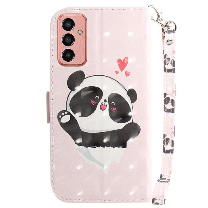 Custodia in pelle Samsung Galaxy M13 Love Panda Con Cordino