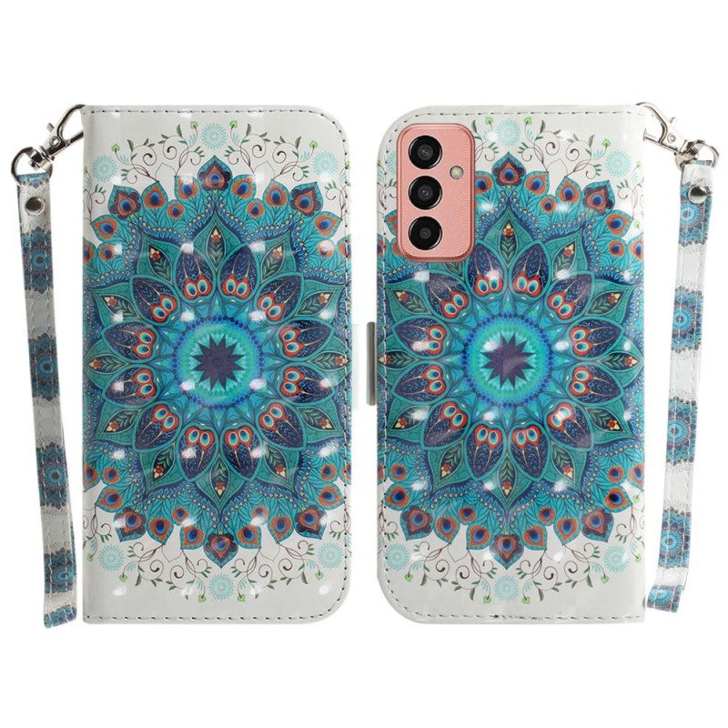 Custodia in pelle Samsung Galaxy M13 Mandala Con Cordino