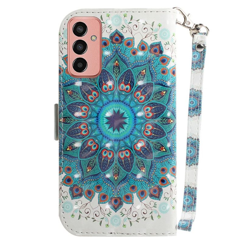 Custodia in pelle Samsung Galaxy M13 Mandala Con Cordino