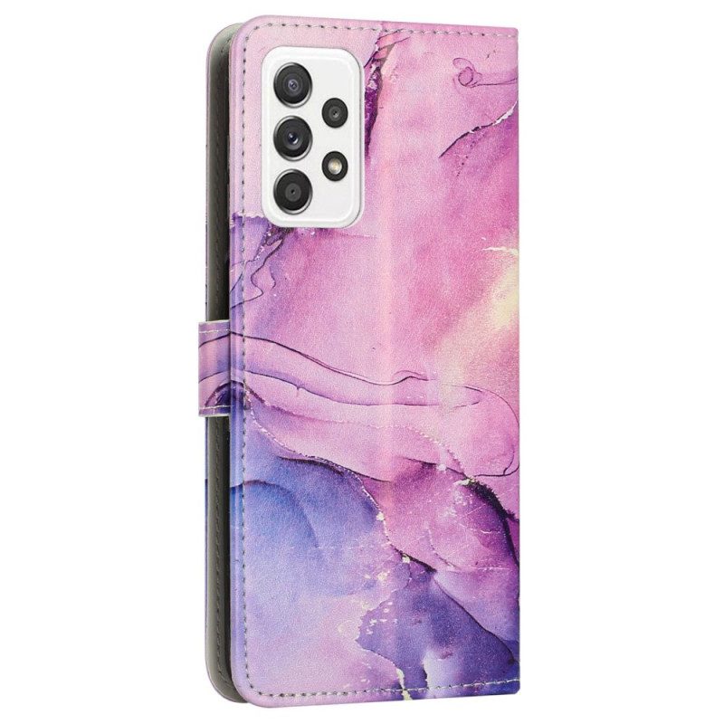 Custodia in pelle Samsung Galaxy M13 Marmo Con Cordino