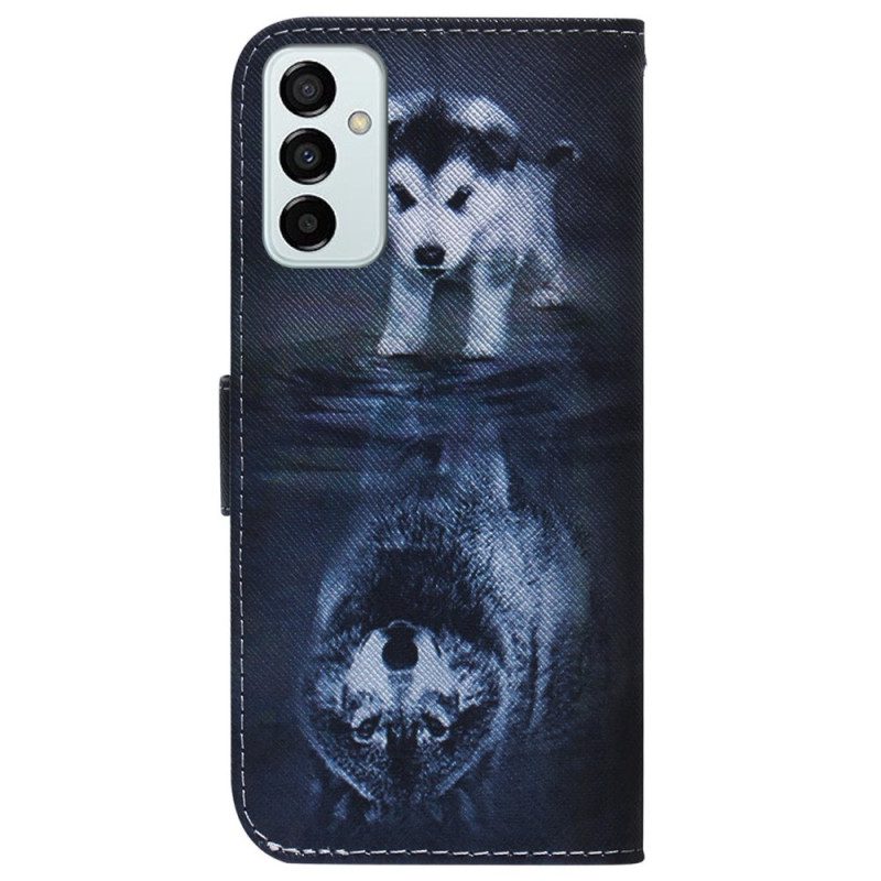 Custodia in pelle Samsung Galaxy M13 Sogno Di Cucciolo Strappy