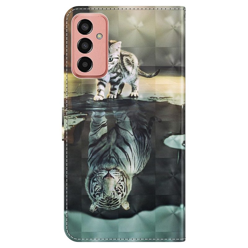 Custodia in pelle Samsung Galaxy M13 Sogno Di Gattino Con Cordino