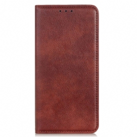 Folio Cover Samsung Galaxy M13 Custodia in pelle Crosta Di Cuoio Litchi