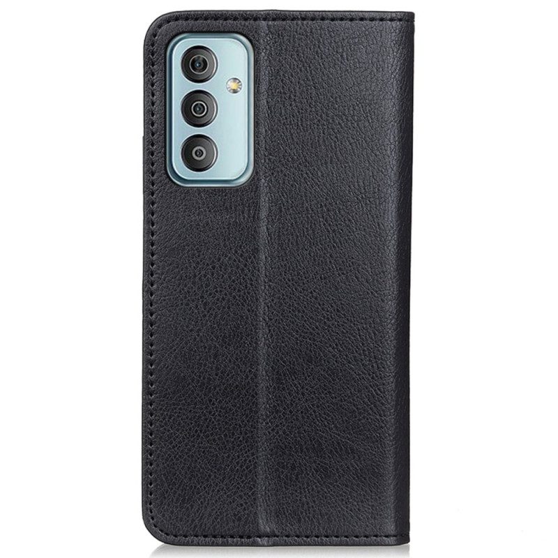 Folio Cover Samsung Galaxy M13 Custodia in pelle Crosta Di Cuoio Litchi