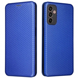 Folio Cover Samsung Galaxy M13 Custodia in pelle Fibra Di Carbonio