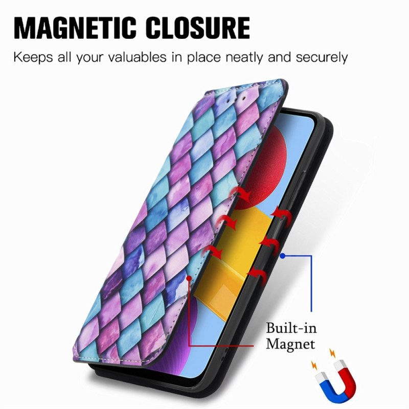 Folio Cover Samsung Galaxy M13 Custodia in pelle Progettazione Caseneo Rfid