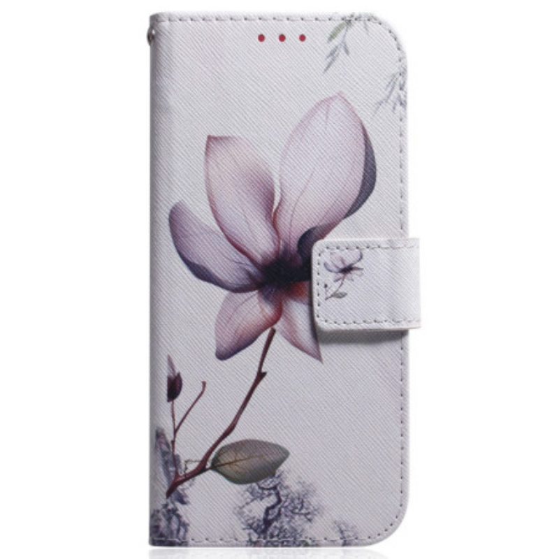 Folio Cover Samsung Galaxy M13 Fiore Strappy Dell'annata