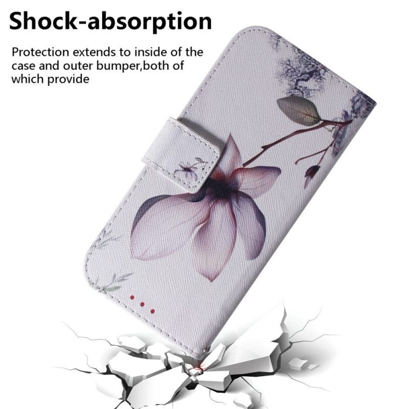 Folio Cover Samsung Galaxy M13 Fiore Strappy Dell'annata