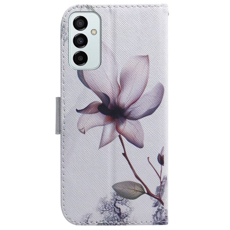 Folio Cover Samsung Galaxy M13 Fiore Strappy Dell'annata