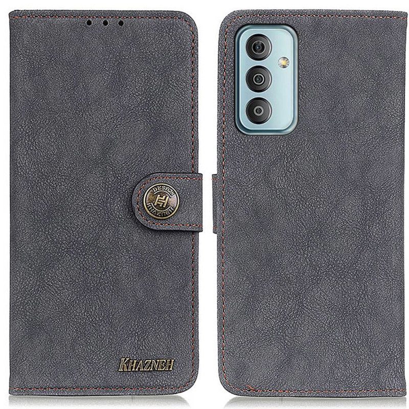 Folio Cover Samsung Galaxy M13 Khazneh Crosta Di Cuoio