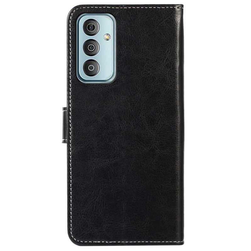 Folio Cover Samsung Galaxy M13 Stile E Cuciture In Pelle