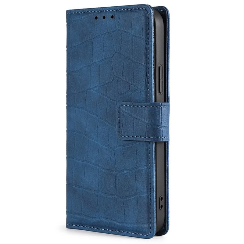 Folio Cover Samsung Galaxy M13 Stile Pelle Di Coccodrillo