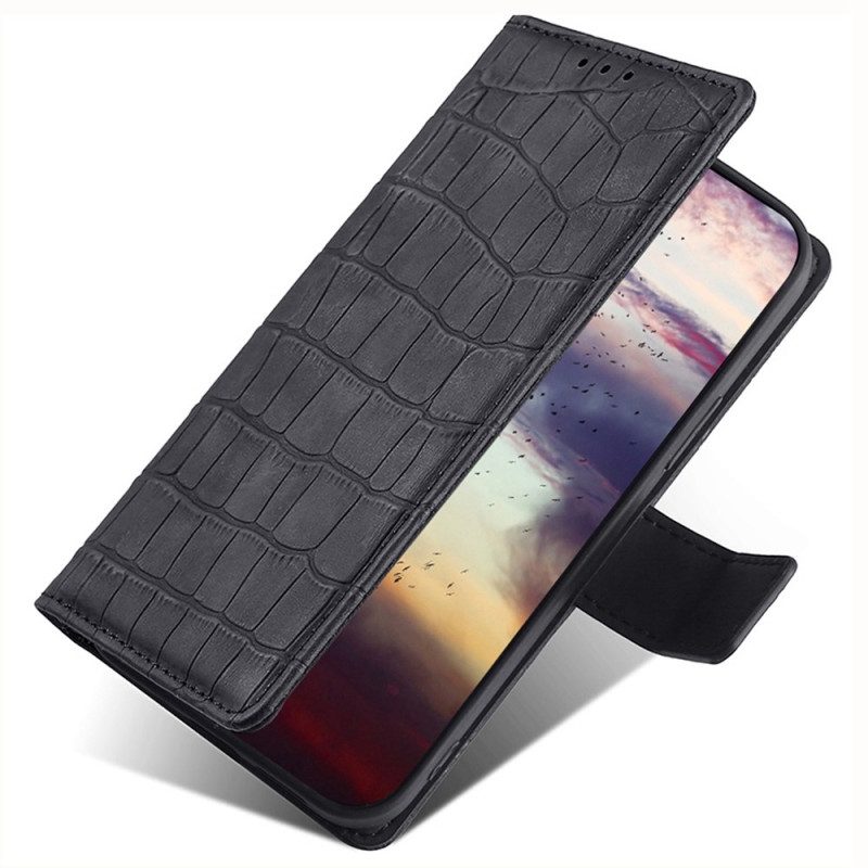 Folio Cover Samsung Galaxy M13 Stile Pelle Di Coccodrillo