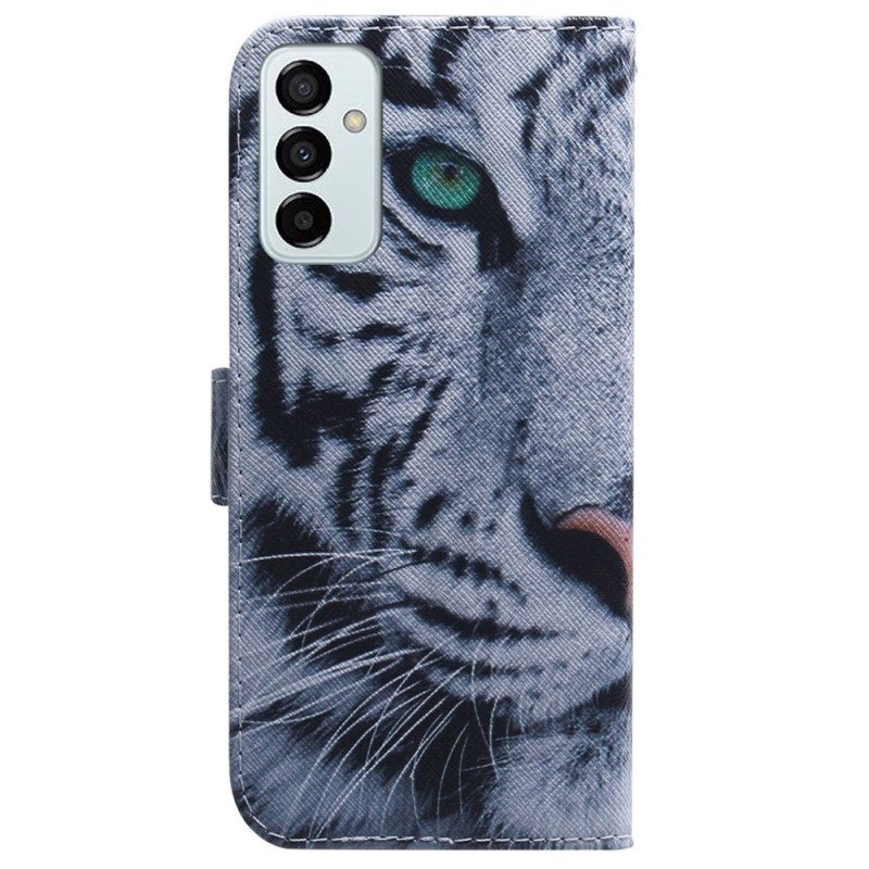 Folio Cover Samsung Galaxy M13 Tigre Bianca Strappy