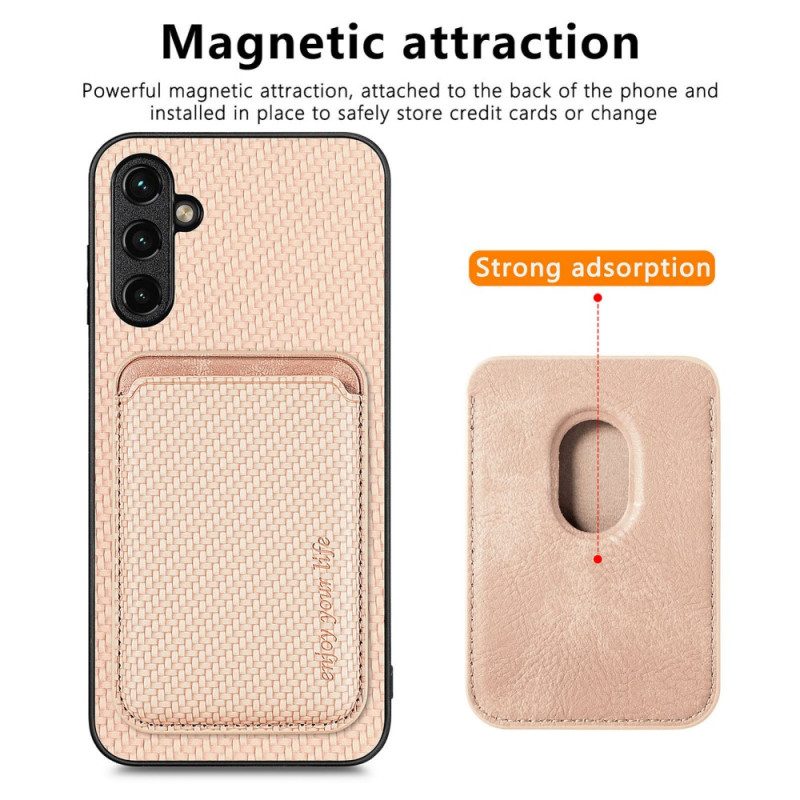 Cover Samsung Galaxy A54 5G Portacarte In Fibra Di Carbonio