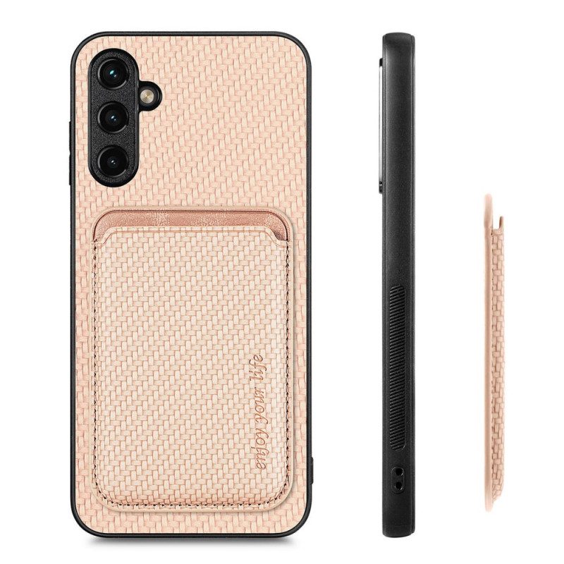 Cover Samsung Galaxy A54 5G Portacarte In Fibra Di Carbonio