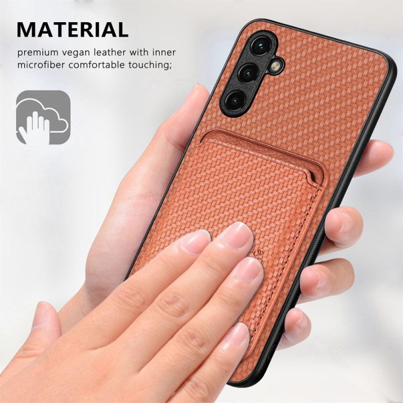 Cover Samsung Galaxy A54 5G Portacarte In Fibra Di Carbonio