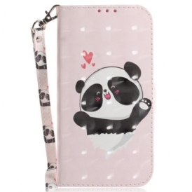 Custodia A Portafoglio Samsung Galaxy A54 5G Panda Love Con Cordino