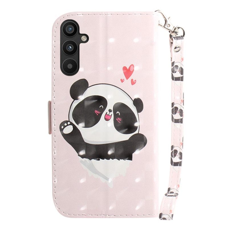 Custodia A Portafoglio Samsung Galaxy A54 5G Panda Love Con Cordino