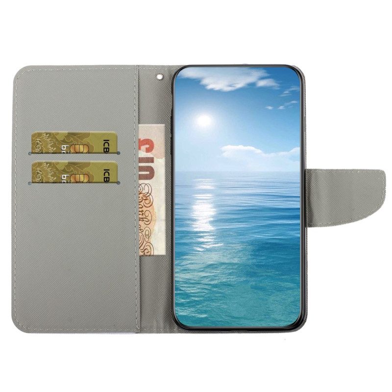 Custodia A Portafoglio Samsung Galaxy A54 5G Pioggia Di Cuori Strappy