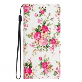 Custodia in pelle Samsung Galaxy A54 5G Cinturino Liberty Fiori