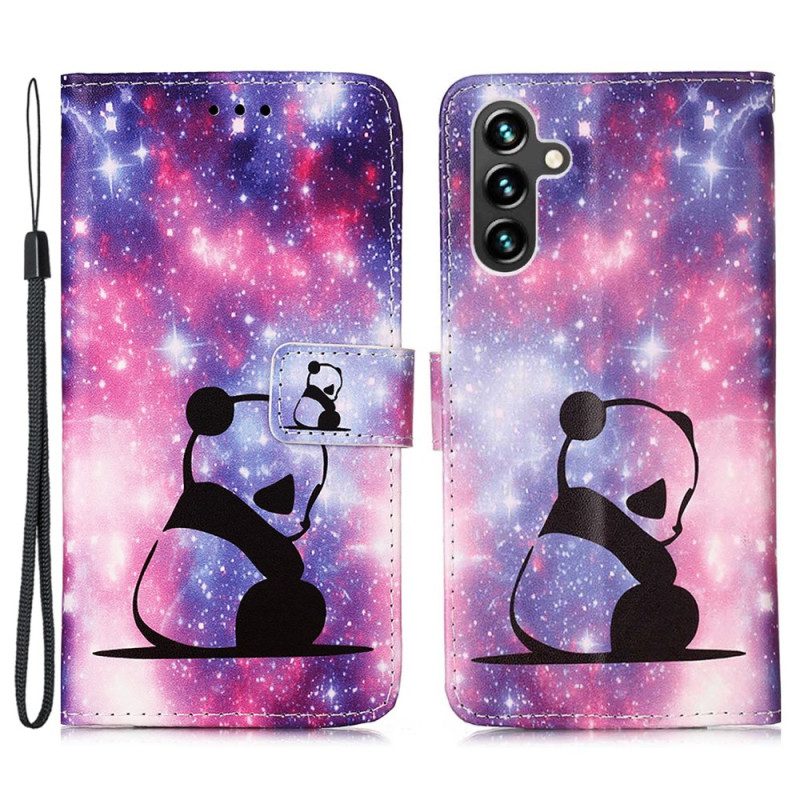 Custodia in pelle Samsung Galaxy A54 5G Cordino Galaxy Panda