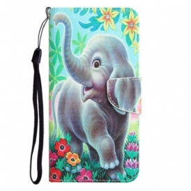 Custodia in pelle Samsung Galaxy A54 5G Elefante Allegro Con Cordino