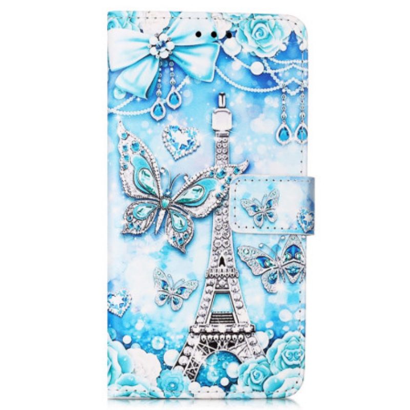 Custodia in pelle Samsung Galaxy A54 5G Farfalle Della Torre Eiffel