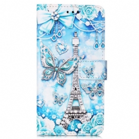 Custodia in pelle Samsung Galaxy A54 5G Farfalle Della Torre Eiffel