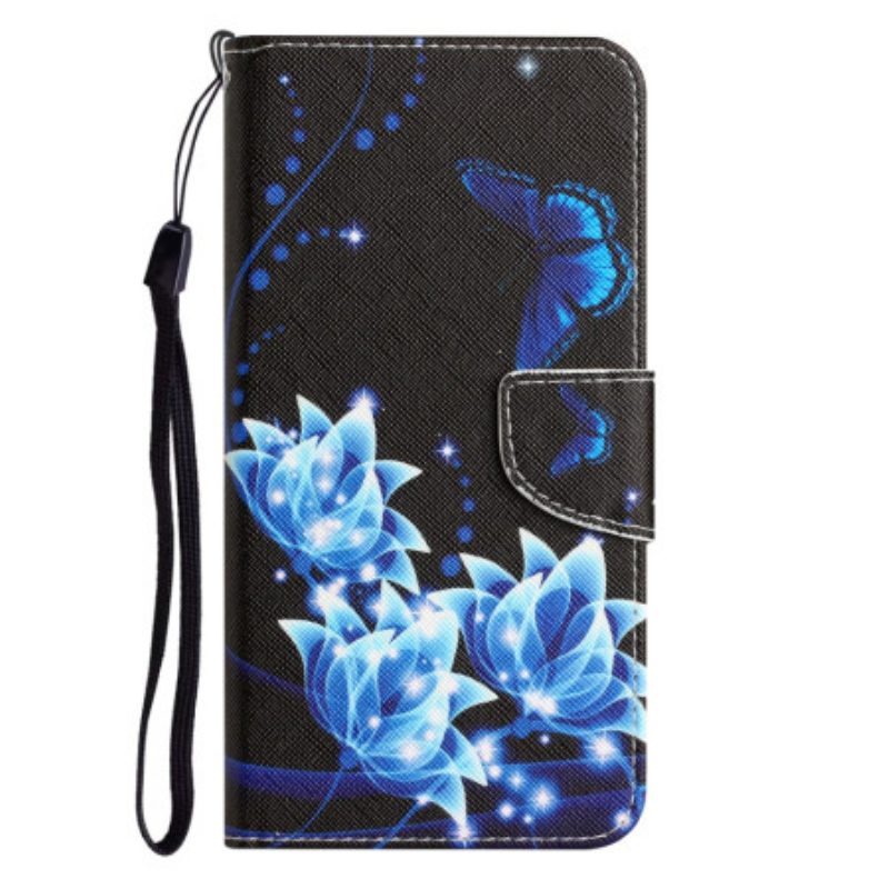 Custodia in pelle Samsung Galaxy A54 5G Farfalle Di Notte Strappy