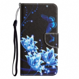 Custodia in pelle Samsung Galaxy A54 5G Farfalle Di Notte Strappy