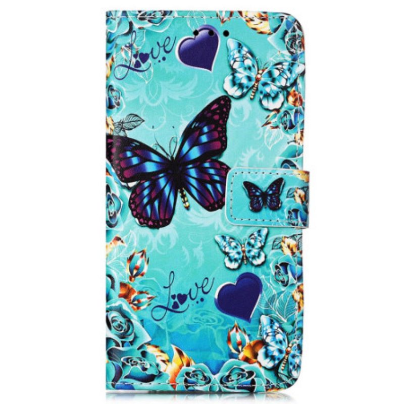 Custodia in pelle Samsung Galaxy A54 5G Farfalle Perizoma Colorate