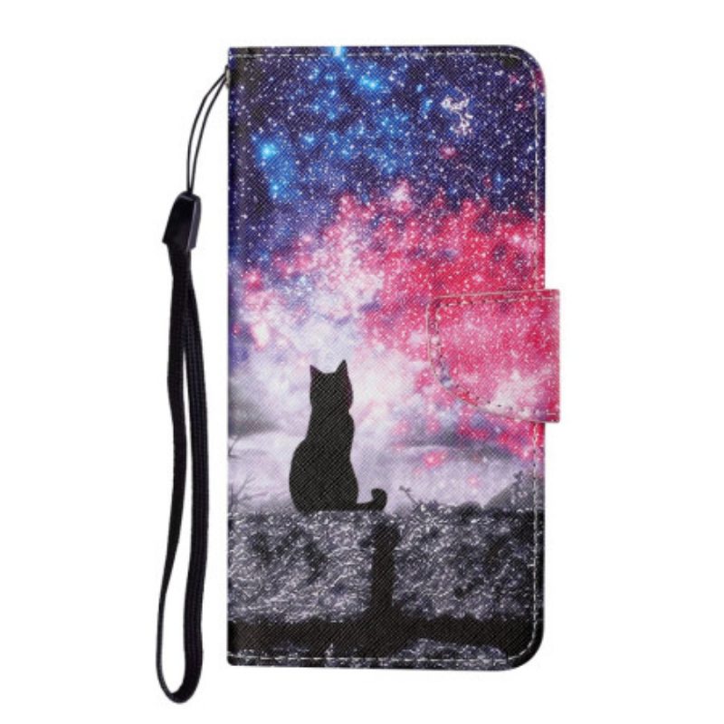 Custodia in pelle Samsung Galaxy A54 5G Gatto Lucernario