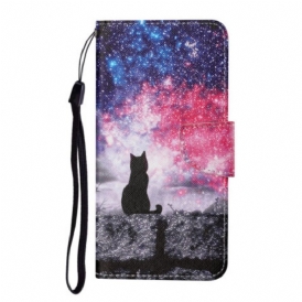 Custodia in pelle Samsung Galaxy A54 5G Gatto Perizoma Stellato