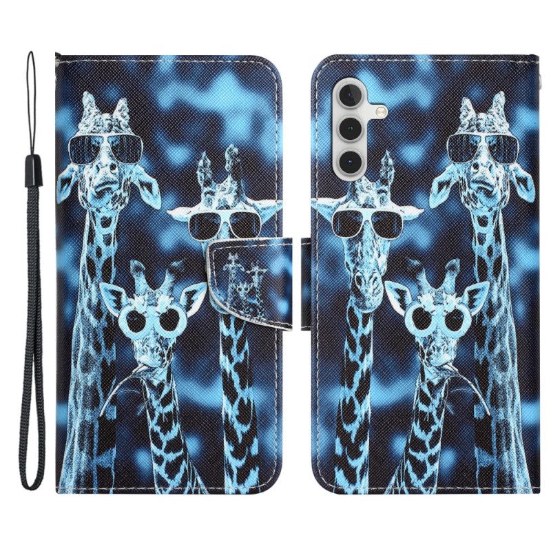 Custodia in pelle Samsung Galaxy A54 5G Giraffe In Incognito Nel Cordino