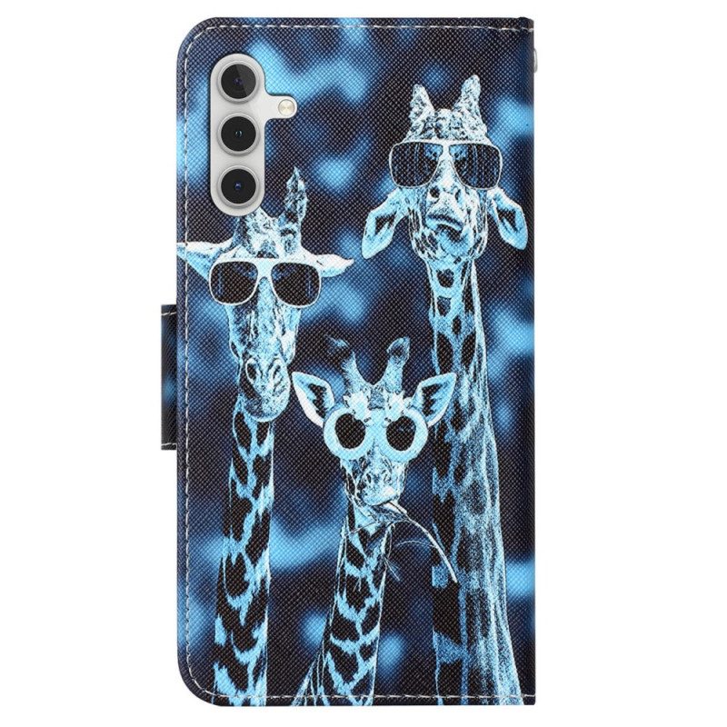 Custodia in pelle Samsung Galaxy A54 5G Giraffe In Incognito Nel Cordino