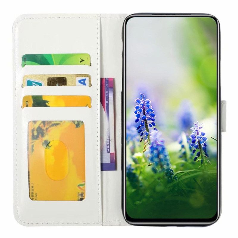 Custodia in pelle Samsung Galaxy A54 5G Lupo Sotto La Luna Con Cordino