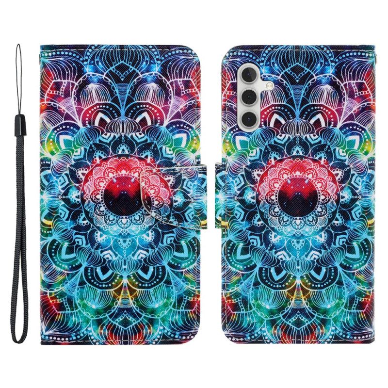 Custodia in pelle Samsung Galaxy A54 5G Mandala Strappy