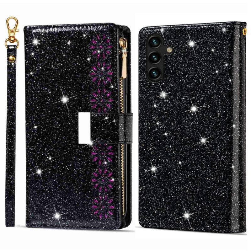 Custodia in pelle Samsung Galaxy A54 5G Portafoglio Portafoglio Con Paillettes