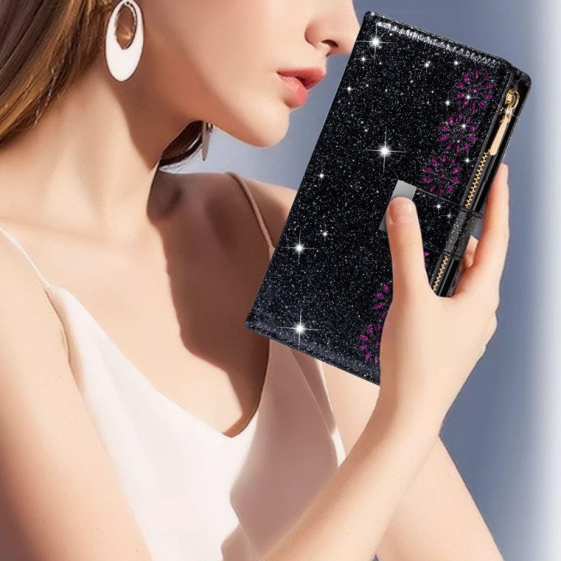 Custodia in pelle Samsung Galaxy A54 5G Portafoglio Portafoglio Con Paillettes