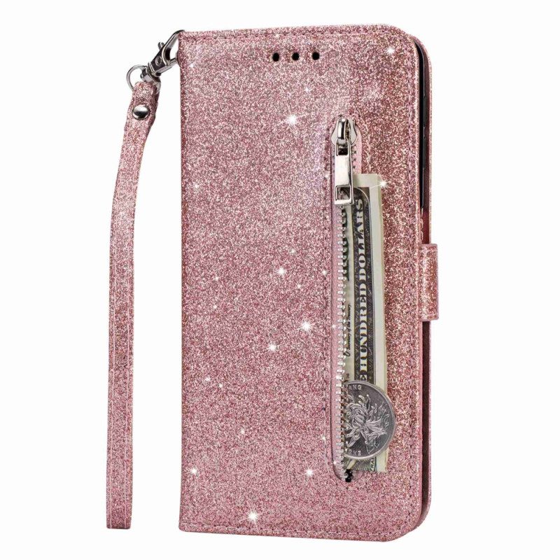 Custodia in pelle Samsung Galaxy A54 5G Portamonete Glitterato