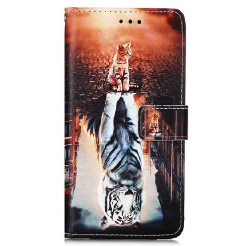 Custodia in pelle Samsung Galaxy A54 5G Sogno Di Gattino Strappy