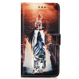 Custodia in pelle Samsung Galaxy A54 5G Sogno Di Gattino Strappy