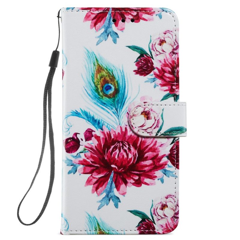 Custodia in pelle Samsung Galaxy A54 5G Strappy Floreale